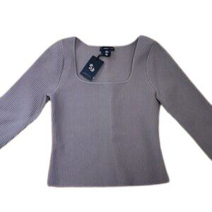 NWT SINCERELY JULES Ribbed square neck long sleeve thick contour crop top